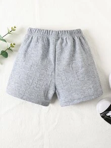 Toddler Boys Letter Patched Detail Knot Front Shorts - Grey - View 2