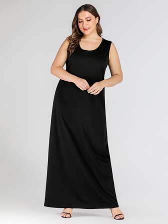 Plus Solid Maxi Tank Dress