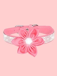 1pc Rhinestone Decor Pet Collar - Pink - View 1