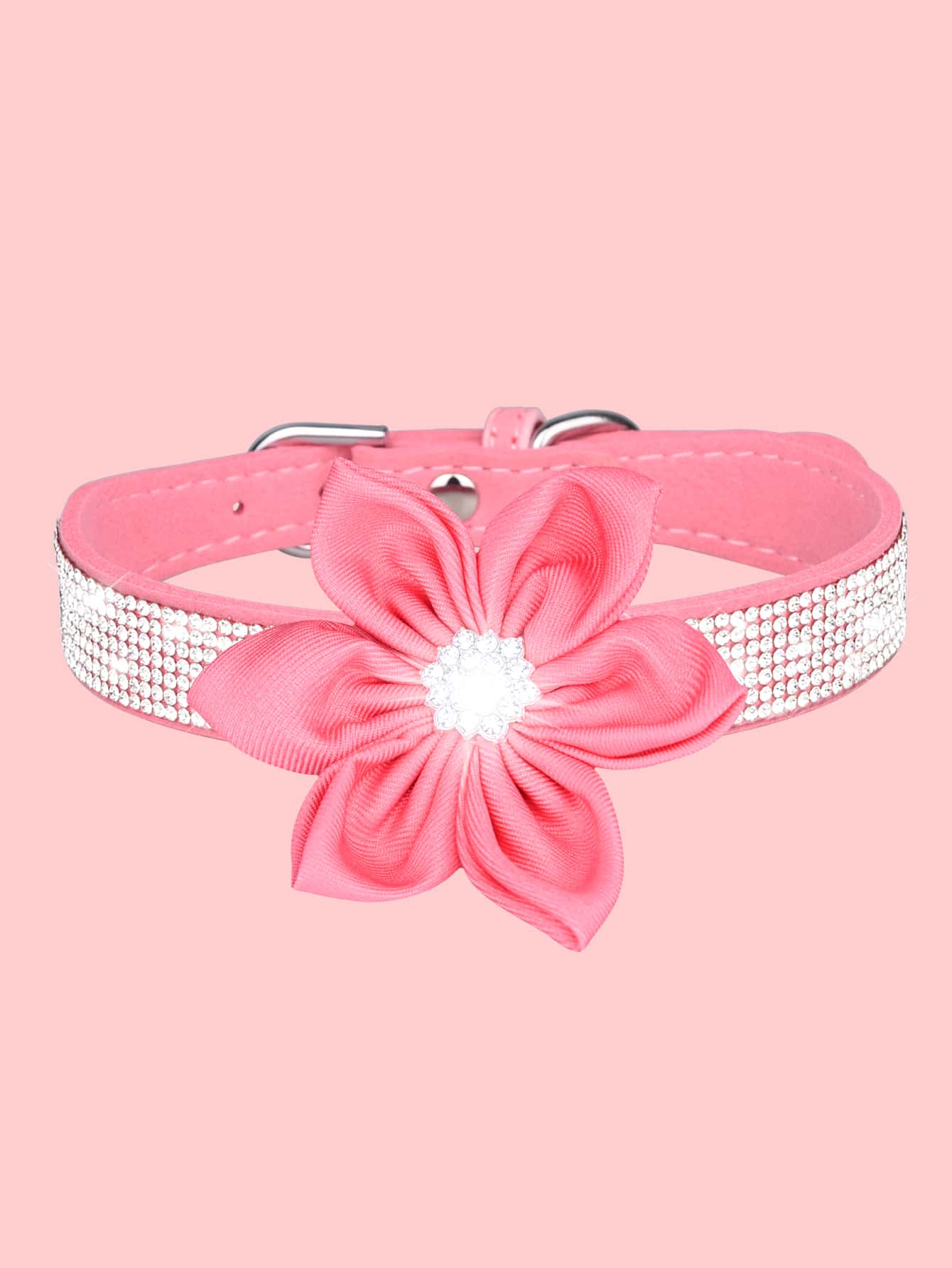 1pc Rhinestone Decor Pet Collar - Pink - View 1
