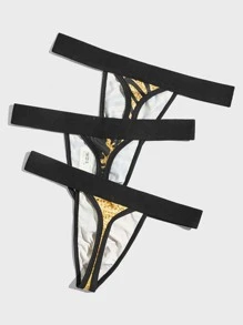 Men 3pcs Graphic Print Thong - Multicolor - View 2