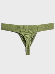 Men Solid Thong Sexy Underwear - Army Green - View 2
