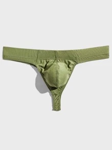Men Solid Thong Sexy Underwear - Army Green - View 3