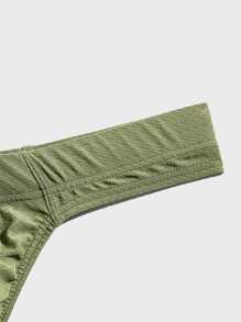 Men Solid Thong Sexy Underwear - Army Green - View 4