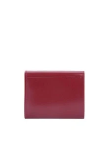 Two Tone Small Wallet PU Metal Decor Tri-Fold - Burgundy - View 5