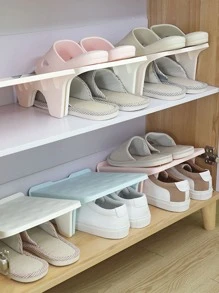 2pcs/set Plastic Shoe Storage Rack, Modern Random Color Shoe Shelf Organizer And Storage For Floor - Multicolor - View 1