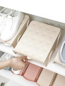 2pcs/set Plastic Shoe Storage Rack, Modern Random Color Shoe Shelf Organizer And Storage For Floor - Multicolor - View 4