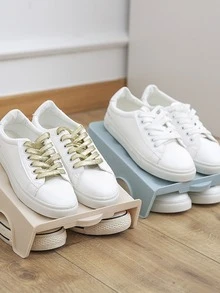 2pcs/set Plastic Shoe Storage Rack, Modern Random Color Shoe Shelf Organizer And Storage For Floor - Multicolor - View 6