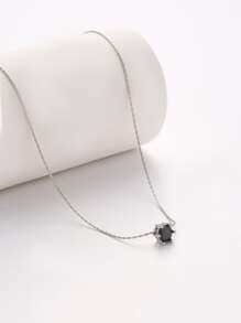 1入組方晶鋯石裝飾項鍊銅首飾類 - 槍黑色 - 查看 2