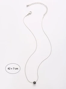 1入組方晶鋯石裝飾項鍊銅首飾類 - 槍黑色 - 查看 3