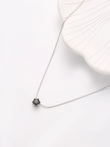 1入組方晶鋯石裝飾項鍊銅首飾類 - 槍黑色 - 查看 4