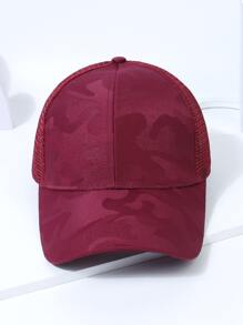 1pc Women Camo Print Casual Trucker Hat - Burgundy - View 3