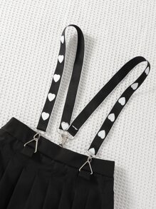 SHEIN 女孩百褶背帶半身裙