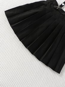 SHEIN 女孩百褶背帶半身裙