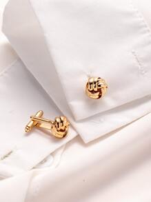 2入組/套男士扭結設計袖扣,適用於首飾類禮品和派對 - 金黃色 - 查看 2