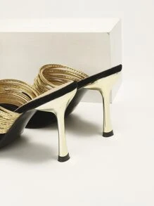 女士尖頭高跟時尚仿麂皮帶跟穆勒鞋