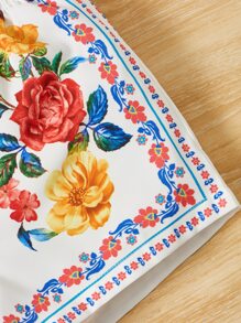 SHEIN Baby Girl Floral Print Tee & Shorts - Multicolor - View 3