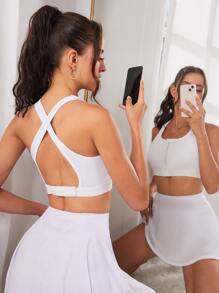 SHEIN Yoga Basic 拉鏈開襟工字運動型文胸