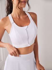 SHEIN Yoga Basic 拉鏈開襟工字運動型文胸