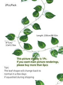 2入組人造植物綠色常春藤葉花環壁掛藤蔓家庭花園裝飾婚禮派對DIY假花環葉 - 綠色 - 查看 4