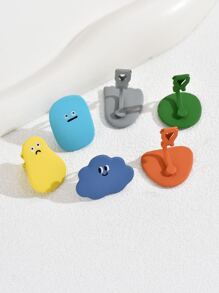 6入組卡通圖案耳釘 - 彩色 - 查看 3
