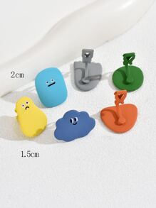 6入組卡通圖案耳釘 - 彩色 - 查看 4