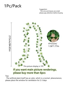 1入組人造植物綠色常春藤葉花環壁掛藤蔓家居花園裝飾婚禮派對DIY假花環葉 - 綠色 - 查看 5