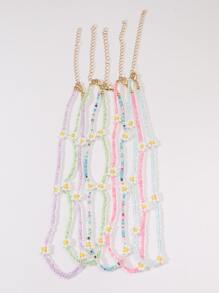 5 dây chuyền đính cườm đính hoa - Nhiều màu - Xem 1