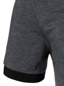 Manfinity Homme Men Patch Detail Contrast Trim Polo Shirt - Dark Grey - View 5