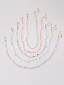 5 dây chuyền đính cườm đính hoa - Nhiều màu - Xem 2