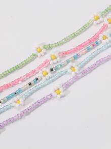 5 dây chuyền đính cườm đính hoa - Nhiều màu - Xem 3