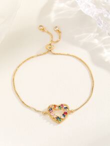 Cubic Zirconia Decor Bracelet - Multicolor - View 1