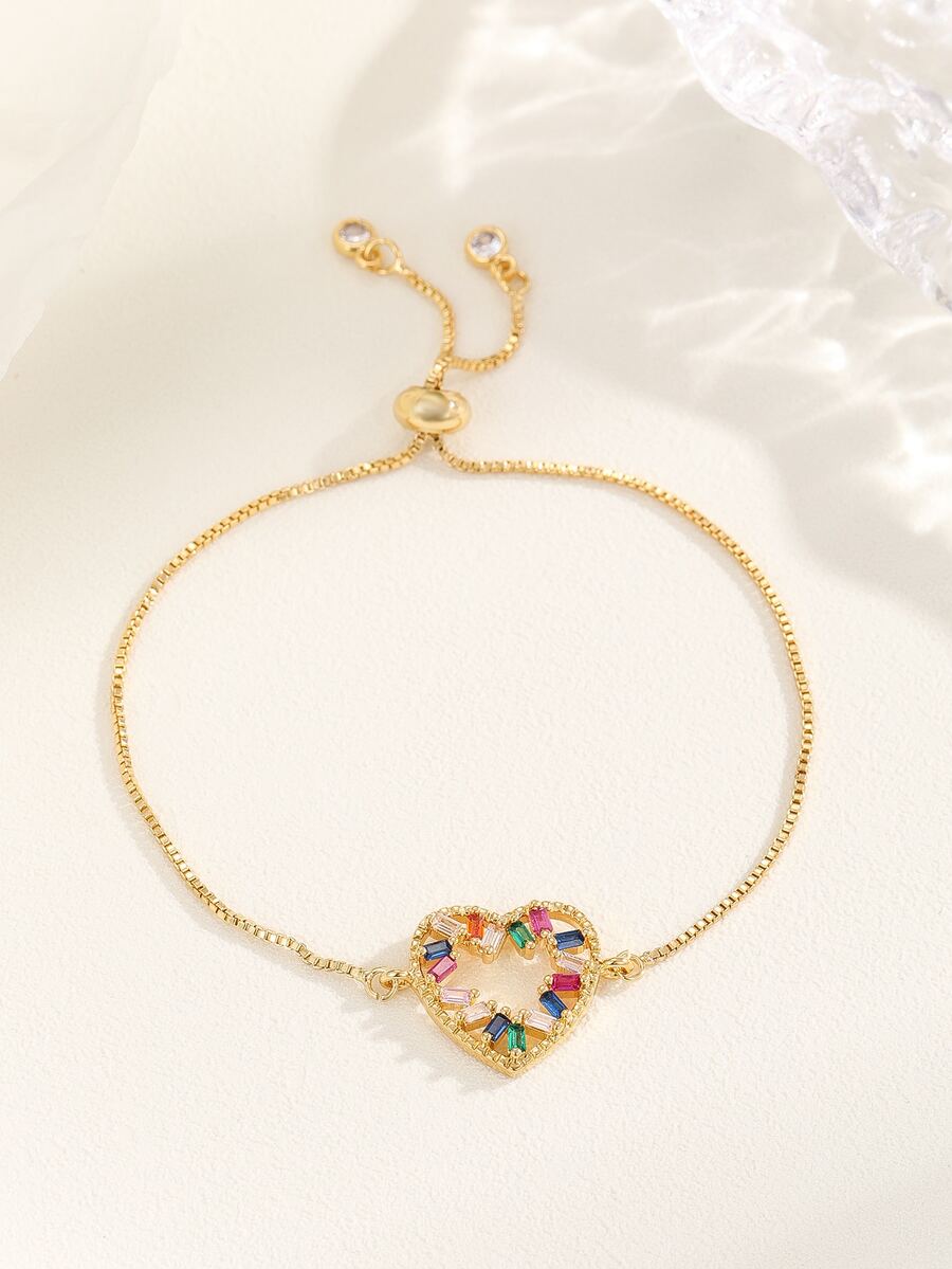 Cubic Zirconia Decor Bracelet - Multicolor - View 1