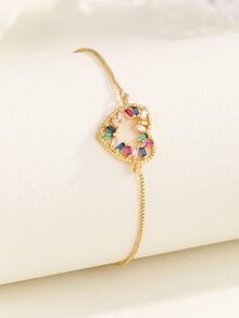 Cubic Zirconia Decor Bracelet - Multicolor - View 2
