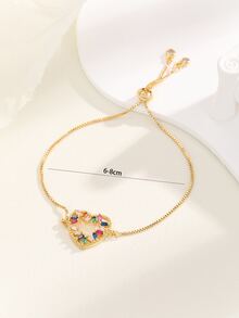 Cubic Zirconia Decor Bracelet - Multicolor - View 3