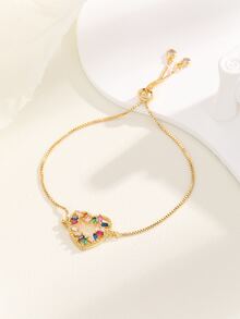 Cubic Zirconia Decor Bracelet - Multicolor - View 4