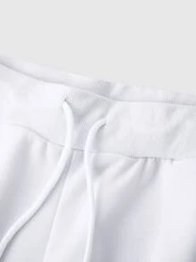 Manfinity Homme 男士字母圖案T恤和短褲 - 白色 - 查看 6