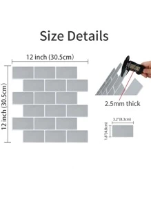 1 件环氧砖设计墙纸，翻新贴纸可撕墙板，墙纸，壁纸，春季装饰品让您的家焕然一新，拉玛装饰贴纸 - 灰色 - 查看 7