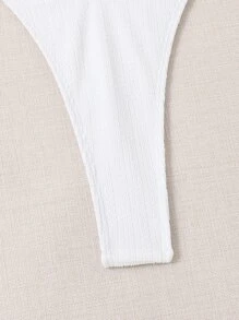 SHEIN Swim 環鏈鏤空單肩連體泳衣 - 白色 - 查看 5