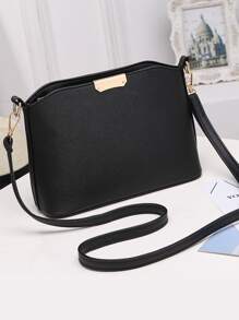Bolso cruzado artificial, bolso de hombro con cremallera de moda para mujer, nuevo bolso cruzado informal de concha, bolso de hombro para mujer, bolso de moda, bolso de fiesta para mujer, bolso cruzado de color sólido, bolso de hombro con decoración de metal, bolso texturizado de PU para mujer