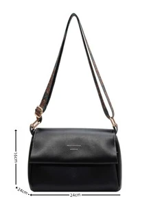 Small Flap Square Bag Stitch Detail Minimalist - Black - View 3