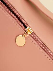 1pc Plain Makeup Bag , Travel Essentials - Beige - View 5