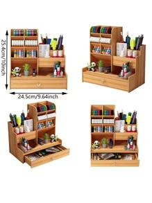 1 Màu Hộp Bảo Quản Văn Phòng Phẩm Đơn Giản Đa Năng Để Bàn Cho Văn Phòng, Trường Học, Sinh Viên - màu đen - Xem 2