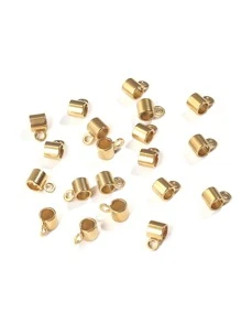 20pcs/Pack Stainless Steel 4mm Round Hole Pendant Connectors, Bracelet Beads DIY Jewelry Accessories Connectors - Yellow Gold - View 2