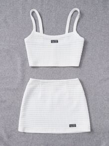 SHEIN EZwear Cami Top mit Buchstabe Flicken Detail & Rock
