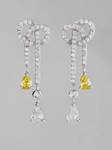 Cubic Zirconia Water-drop Silver Earrings - Silver - View 2