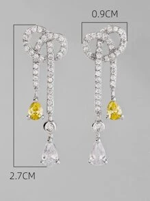 Cubic Zirconia Water-drop Silver Earrings - Silver - View 6