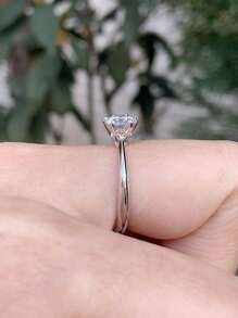 AIHUASI 1 chiếc nhẫn đính hôn kim cương Moissanite lấp lánh không màu cắt tròn 925 tinh xảo do phòng thí nghiệm tạo ra 6,5*6,5mm 1,0Ct dành cho nữ Nhẫn cưới Trang sức cao cấp Quà tặng ngày lễ tình nhân kèm Chứng chỉ GRA - Bạc - Xem 8