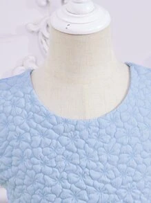 SHEIN 女孩素色鏤空後綁帶蝴蝶結無袖連衣裙 - 淺藍色 - 查看 3