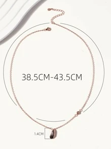 1入組925銀鋯石點綴黑色羽毛吊墜項鍊 - 玫瑰金 - 查看 3